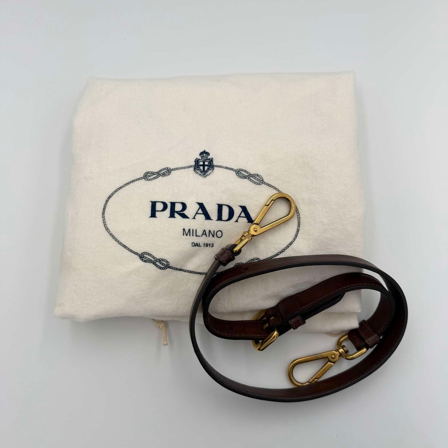 Prada Soft Calf Gathered Buckle Shopping Brown Tote Bag