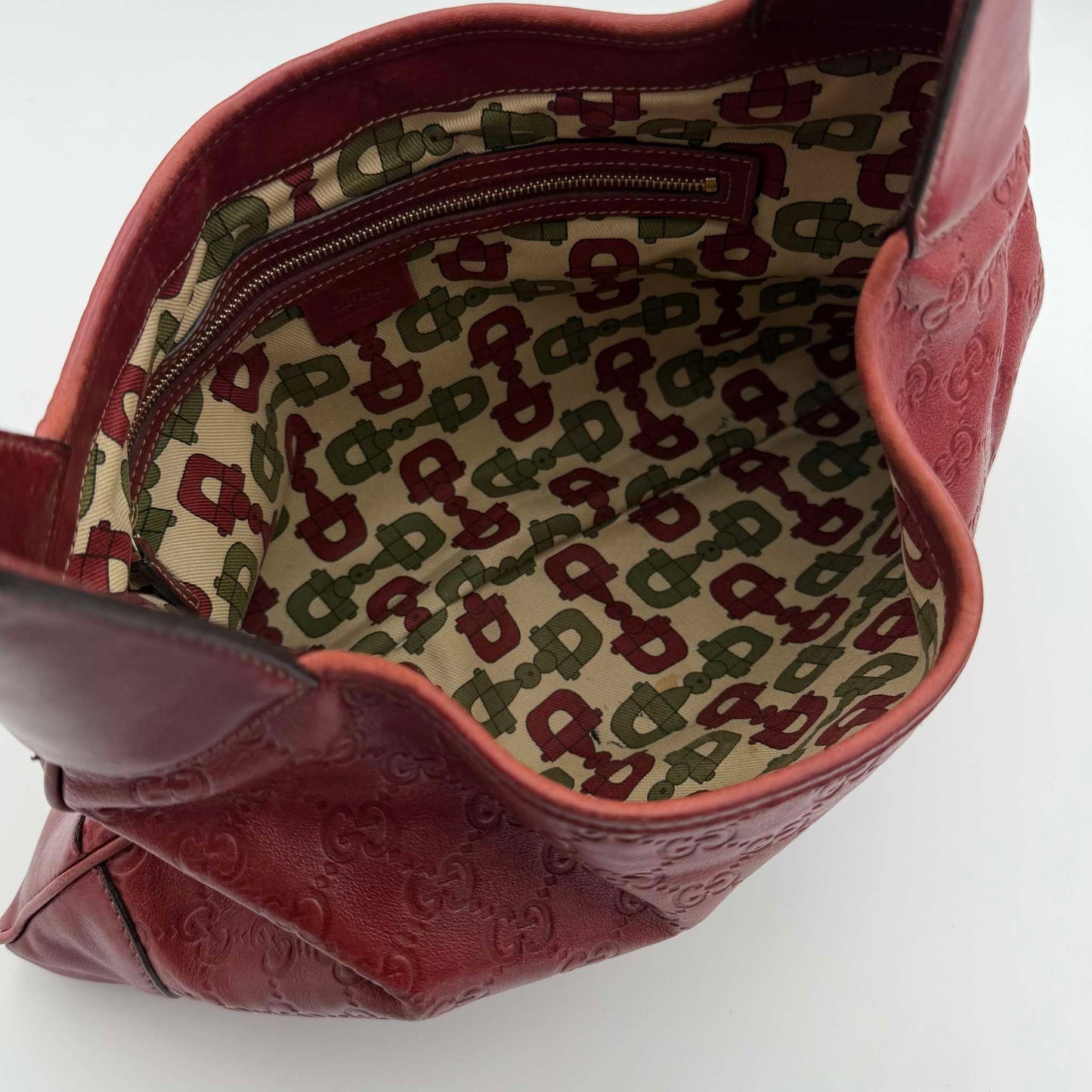 Gucci Guccissima Jackie Leather Red Shoulder Bag