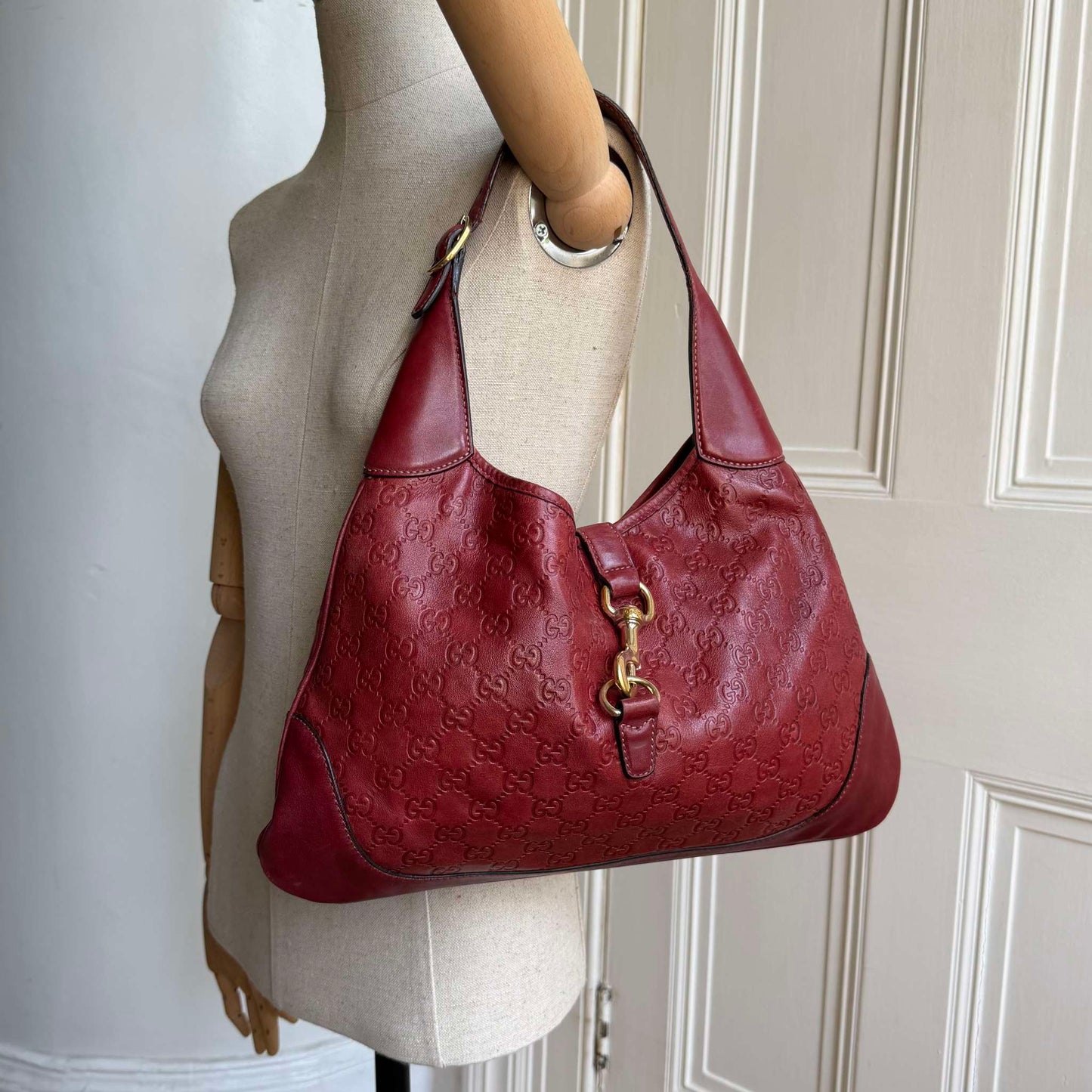 Gucci Guccissima Jackie Leather Red Shoulder Bag