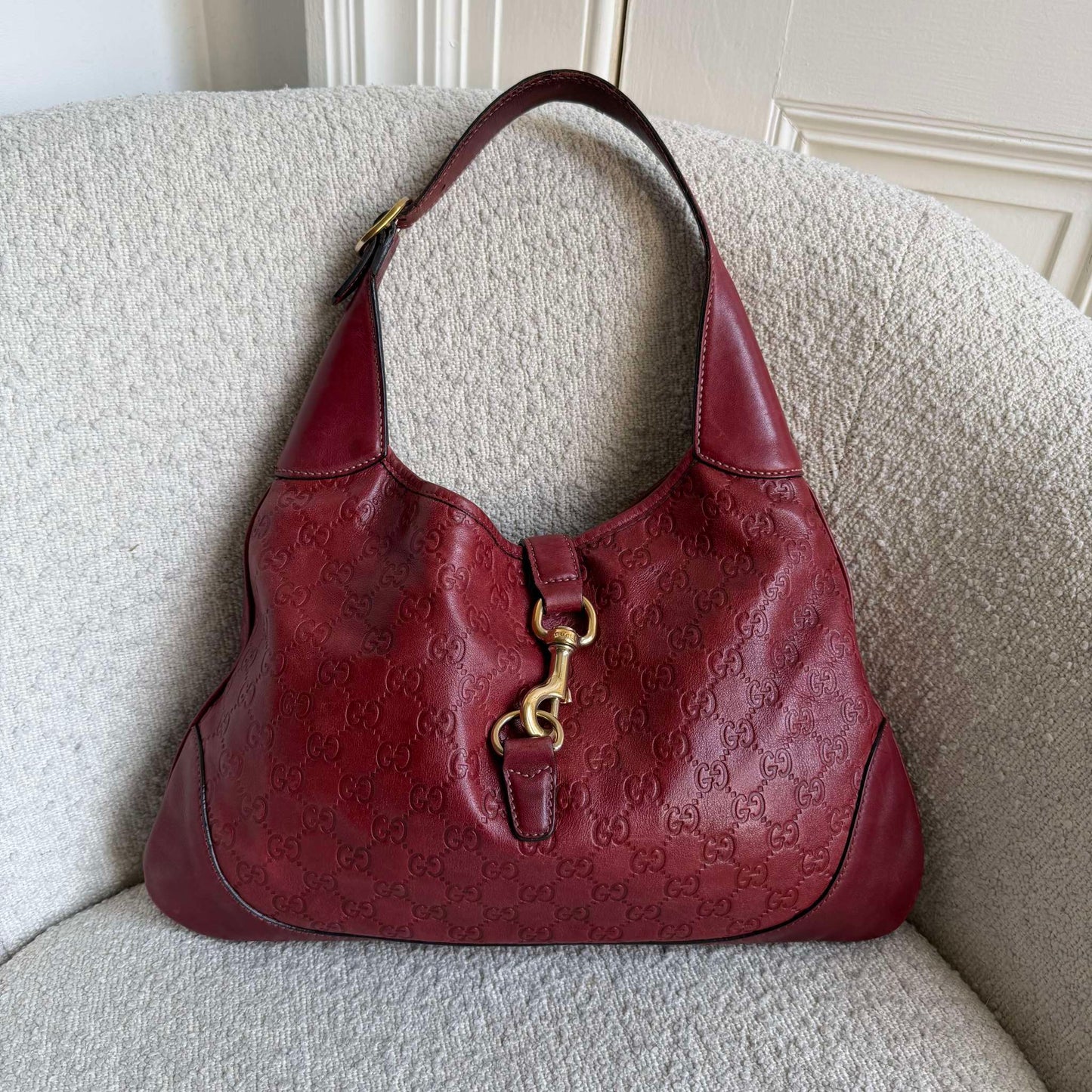 Gucci Guccissima Jackie Leather Red Shoulder Bag