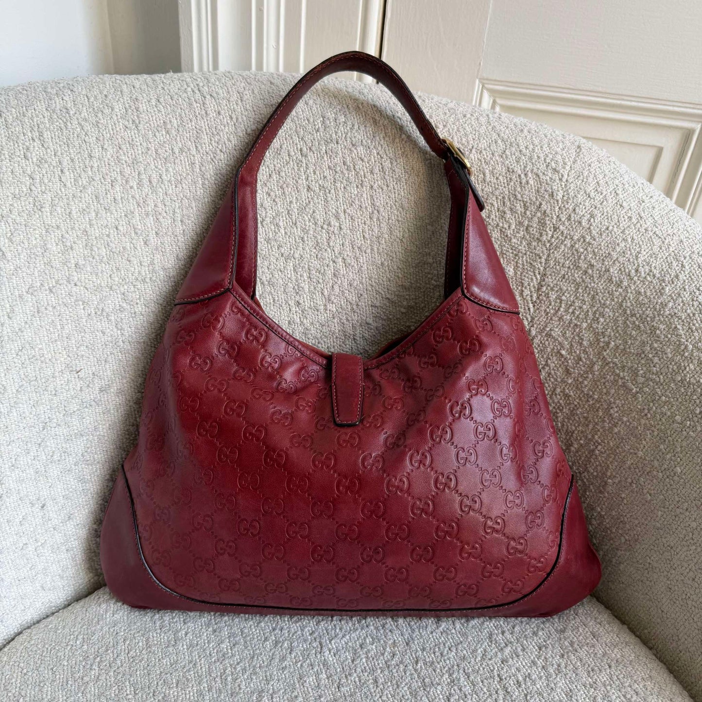 Gucci Guccissima Jackie Leather Red Shoulder Bag
