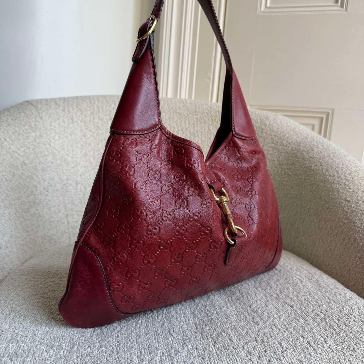Gucci Guccissima Jackie Leather Red Shoulder Bag