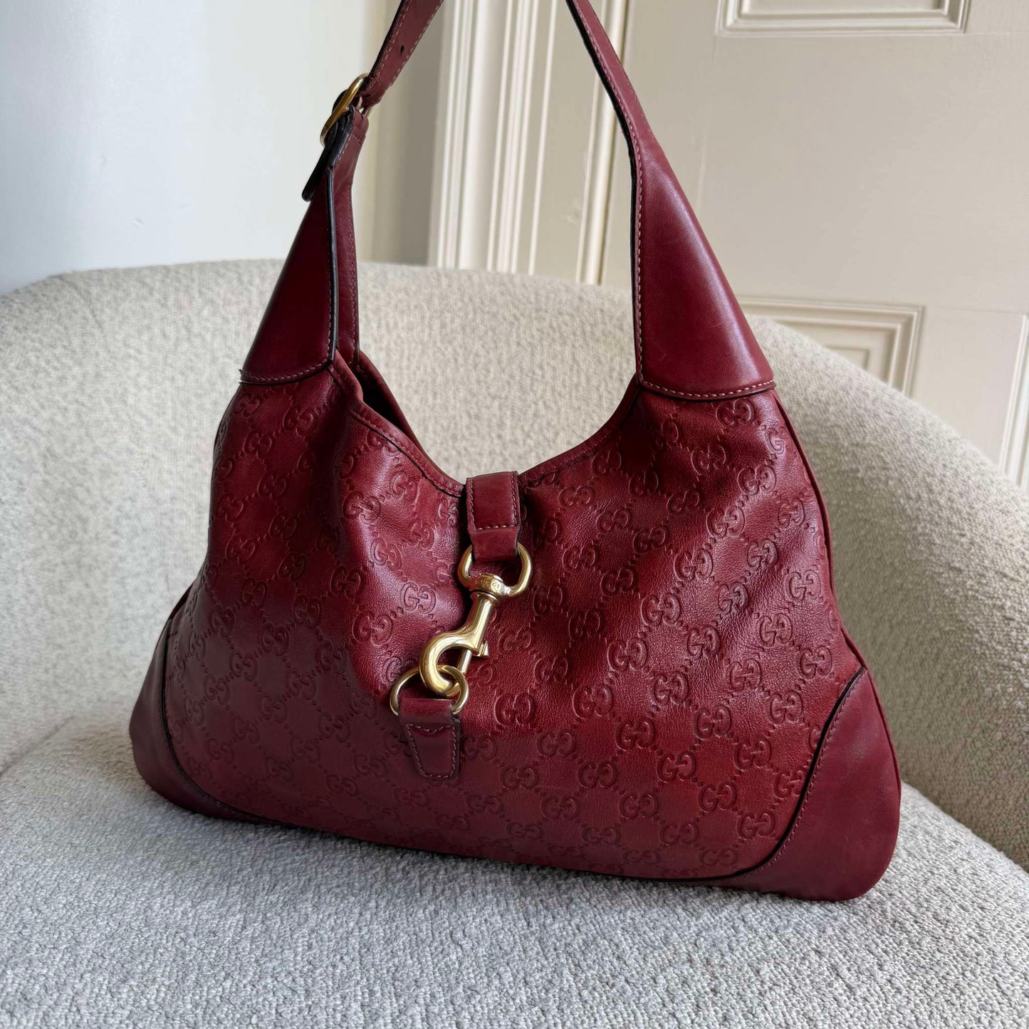 Gucci Guccissima Jackie Leather Red Shoulder Bag