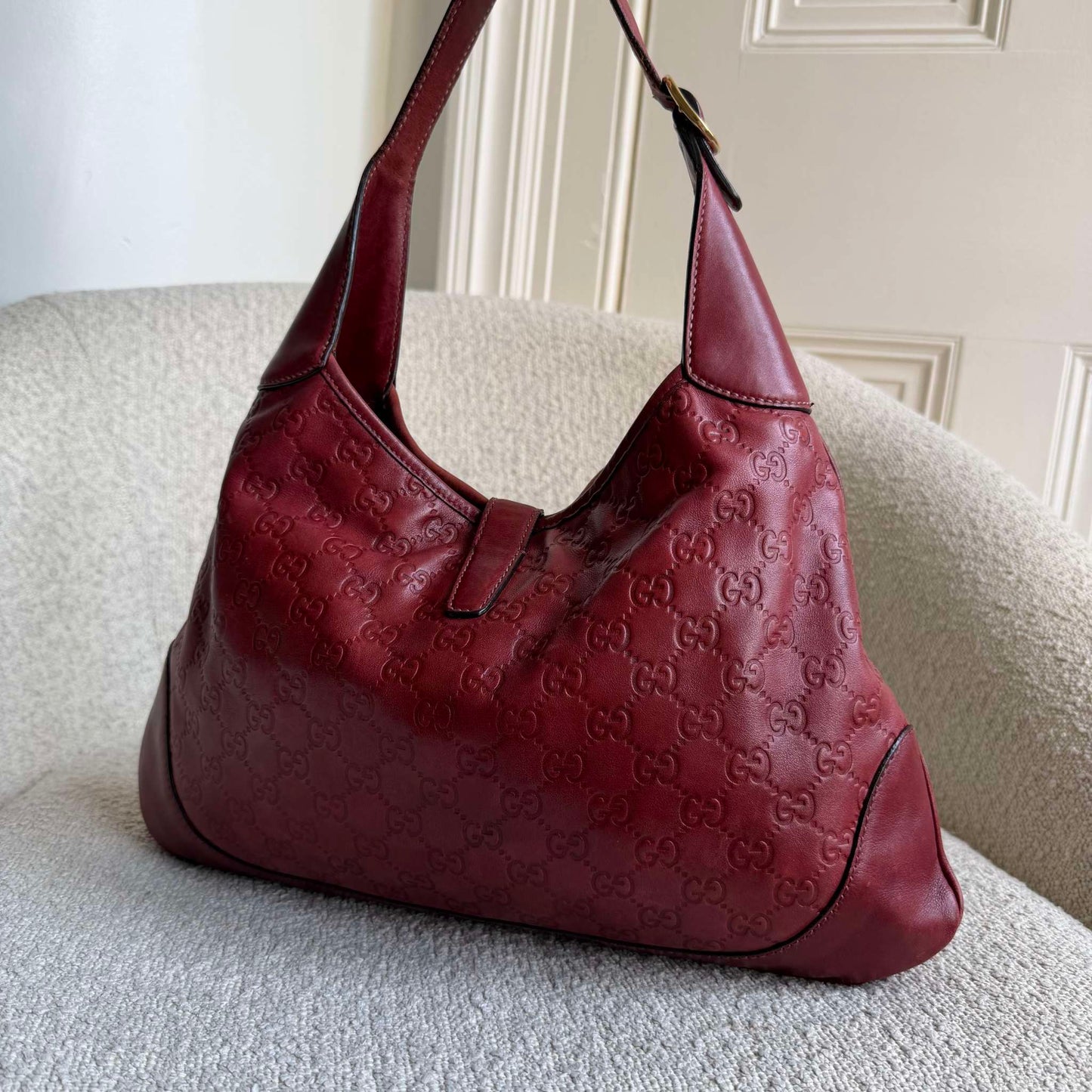 Gucci Guccissima Jackie Leather Red Shoulder Bag