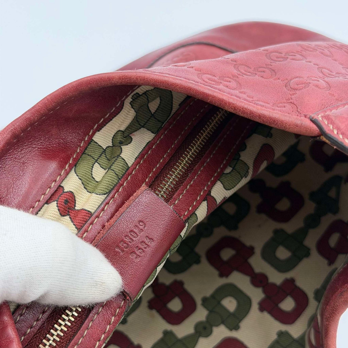 Gucci Guccissima Jackie Leather Red Shoulder Bag