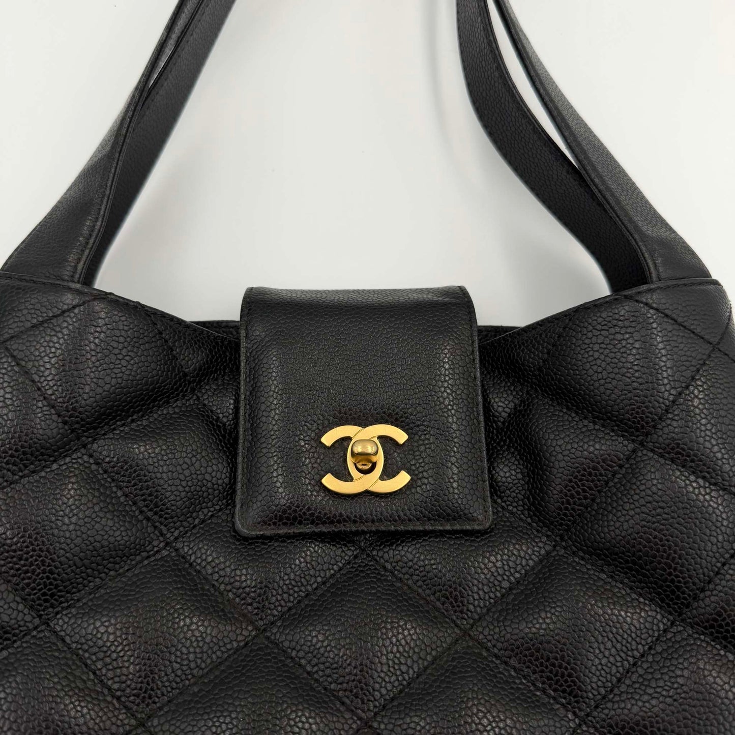 2002 Chanel CC Classic Black Caviar Shoulder Bag