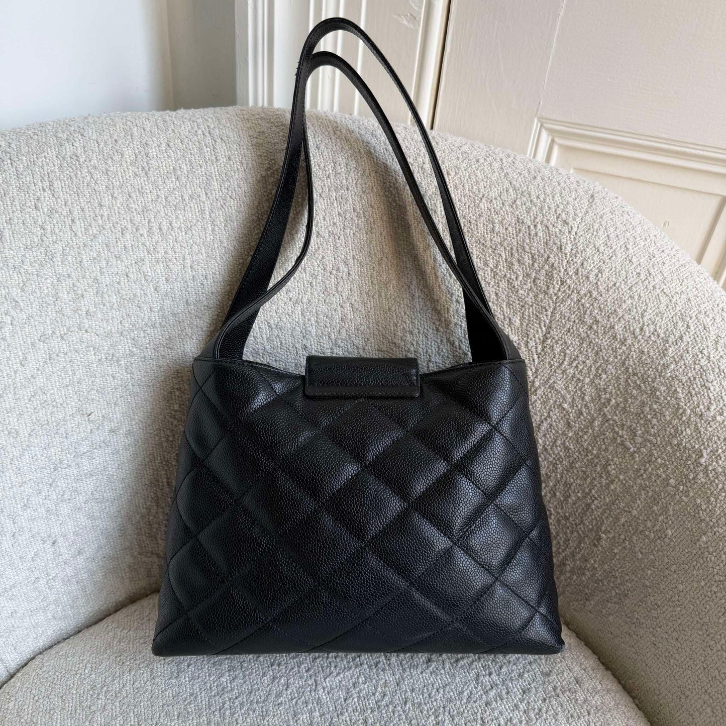 2002 Chanel CC Classic Black Caviar Shoulder Bag