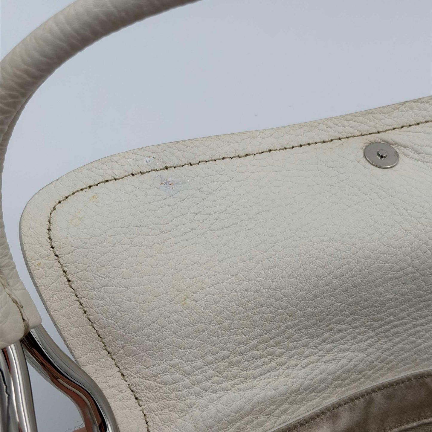 2003 Prada Vitello Daino Swing Flap White Shoulder Bag