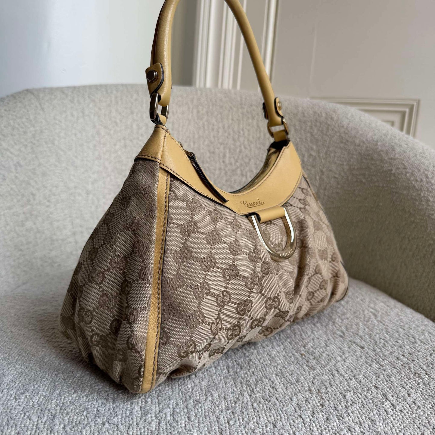 Gucci GG Canvas Abbey Butter Yellow Shoulder Bag