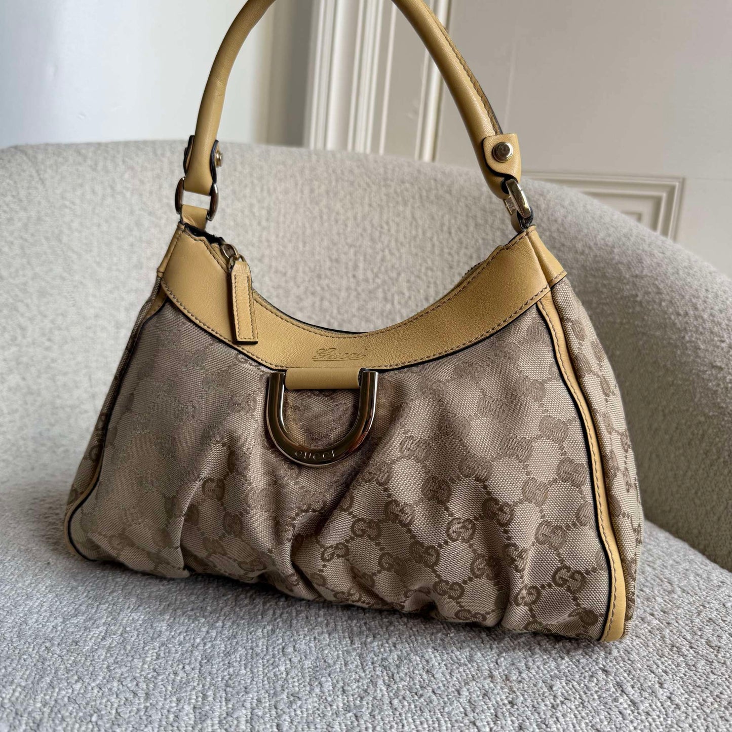 Gucci GG Canvas Abbey Butter Yellow Shoulder Bag