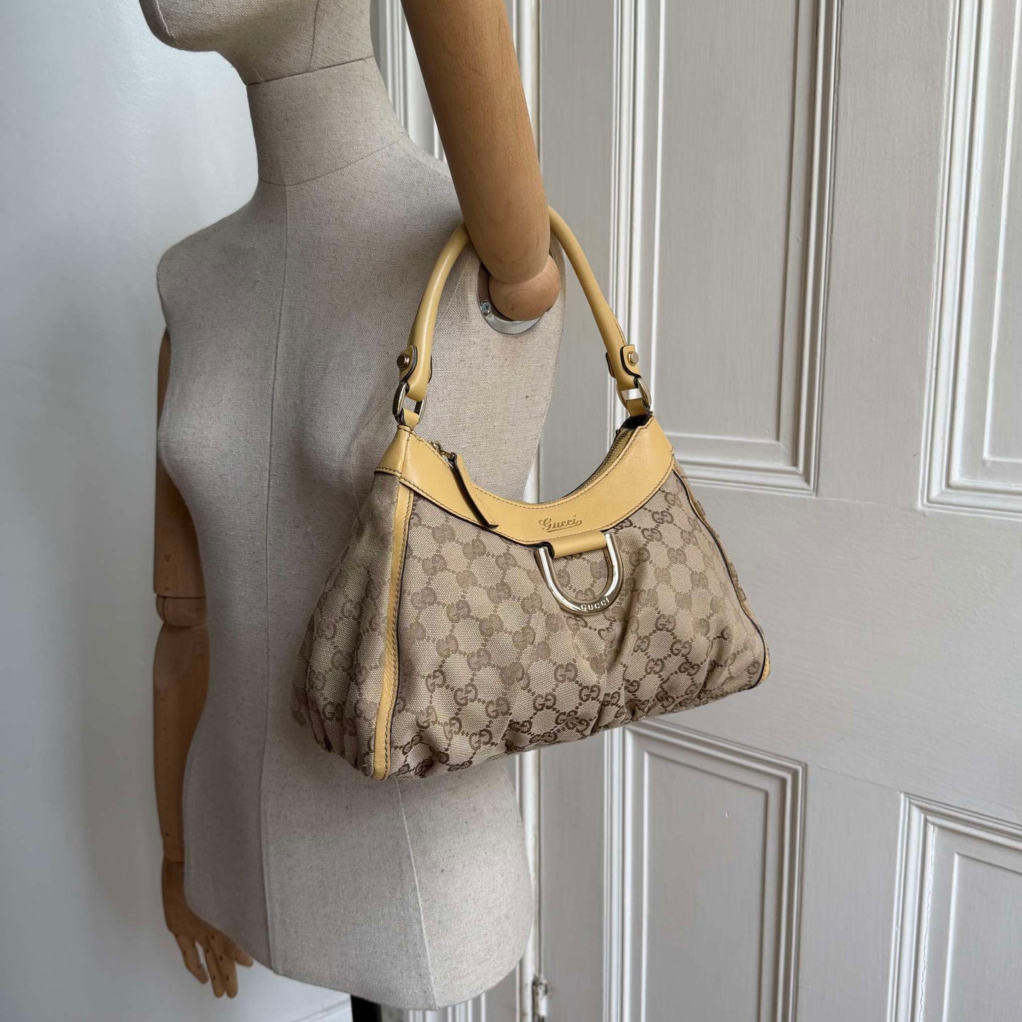 Gucci GG Canvas Abbey Butter Yellow Shoulder Bag