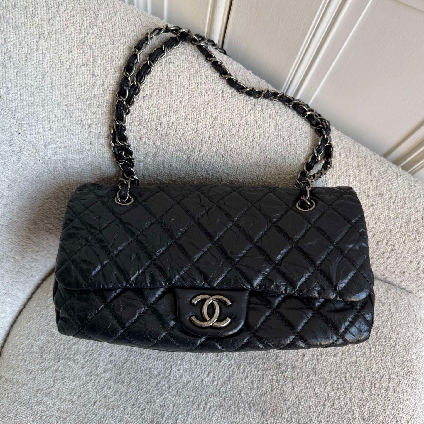 2010 Chanel CC Chain Black Jumbo Flap Shoulder Bag