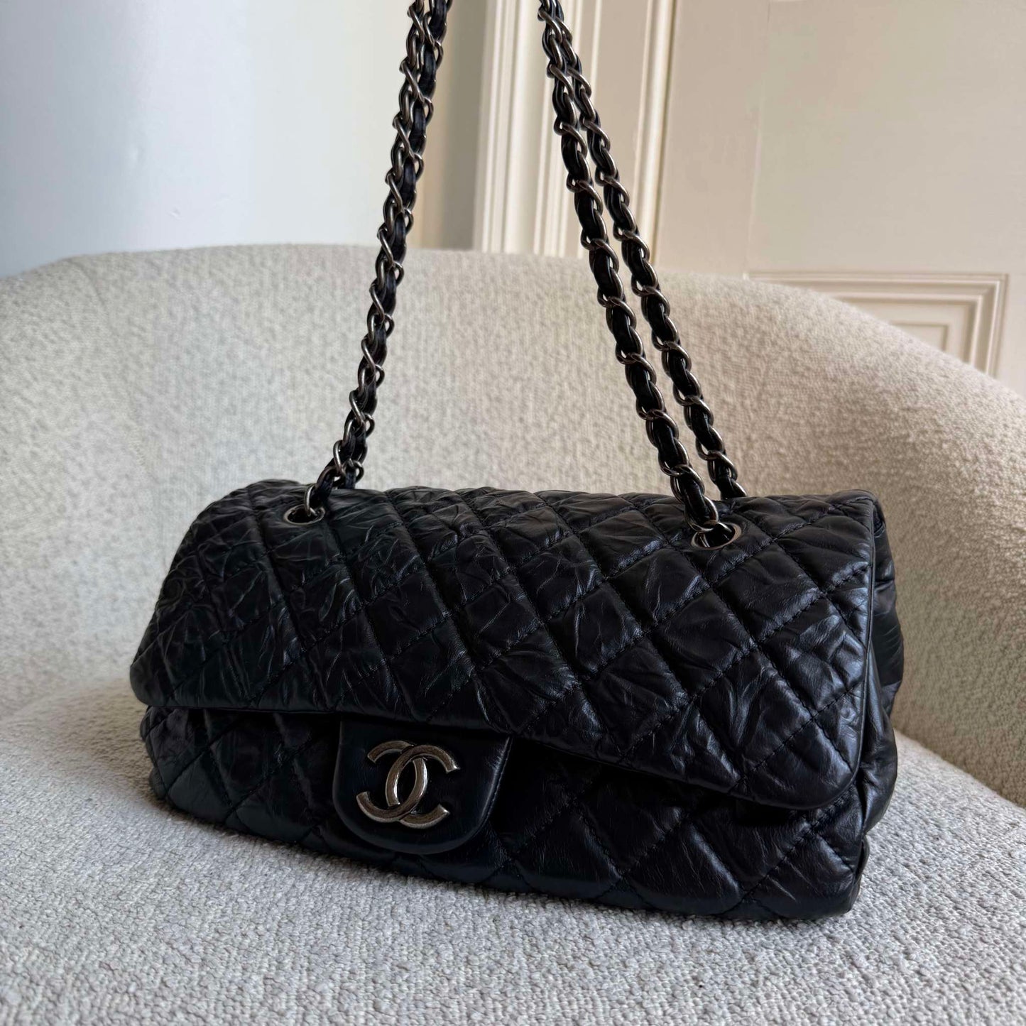 2010 Chanel CC Chain Black Jumbo Flap Shoulder Bag