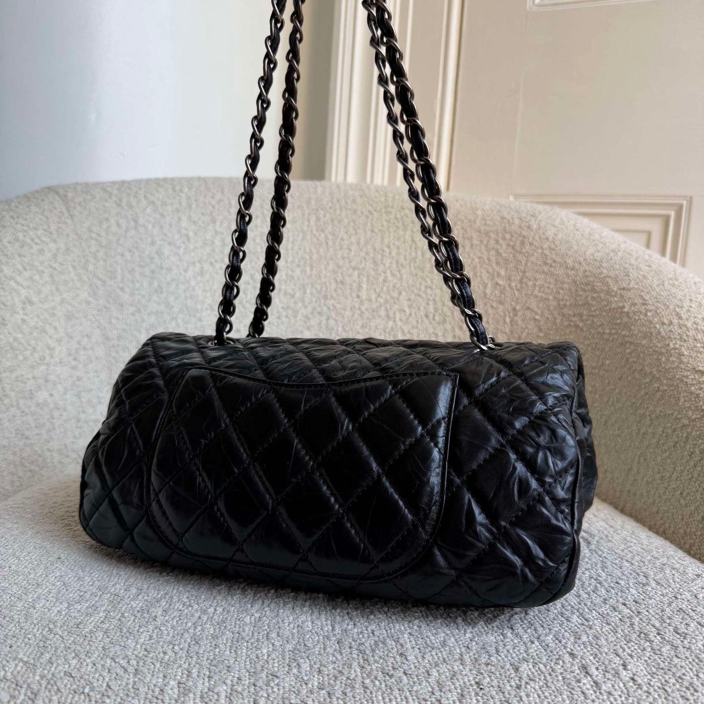 2010 Chanel CC Chain Black Jumbo Flap Shoulder Bag