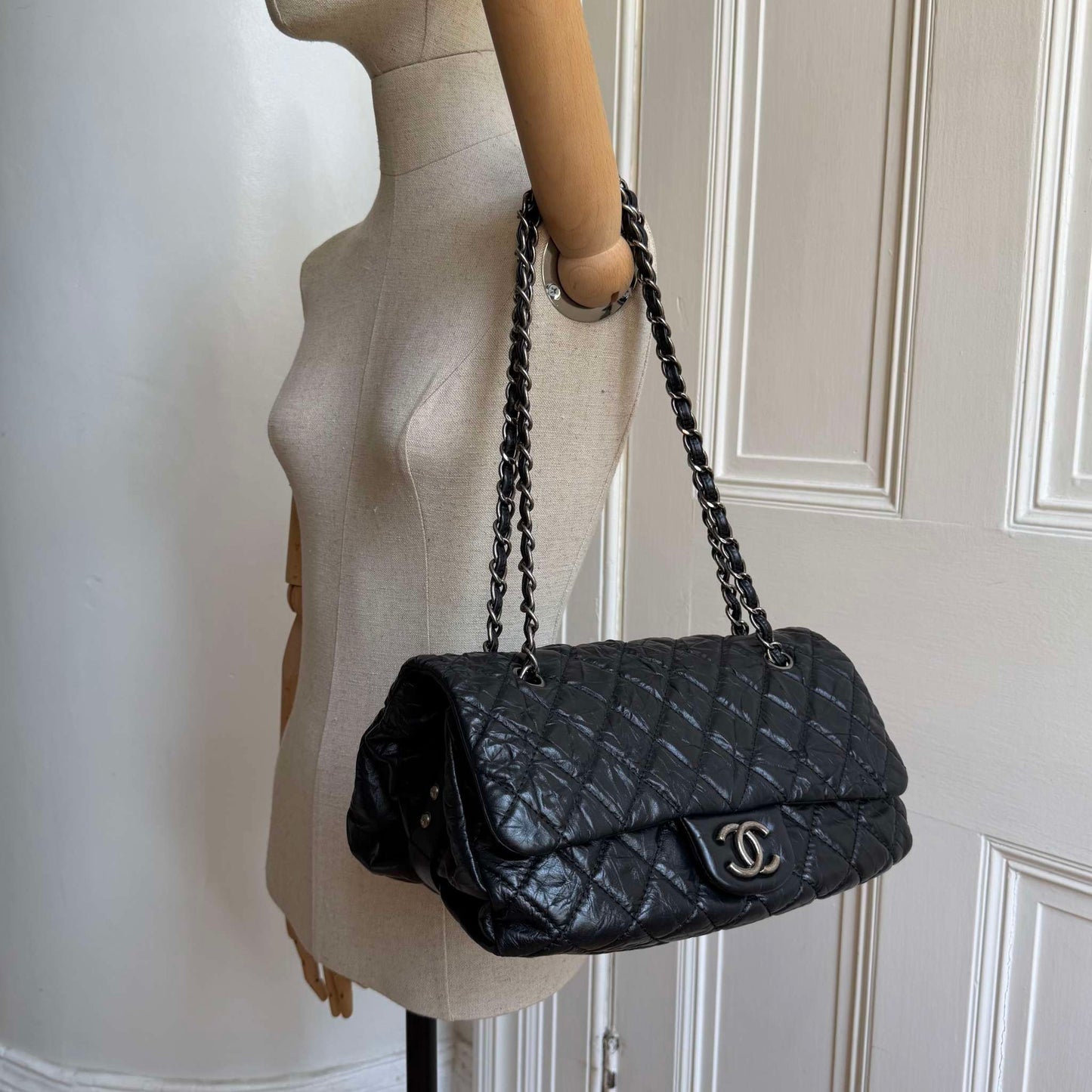 2010 Chanel CC Chain Black Jumbo Flap Shoulder Bag
