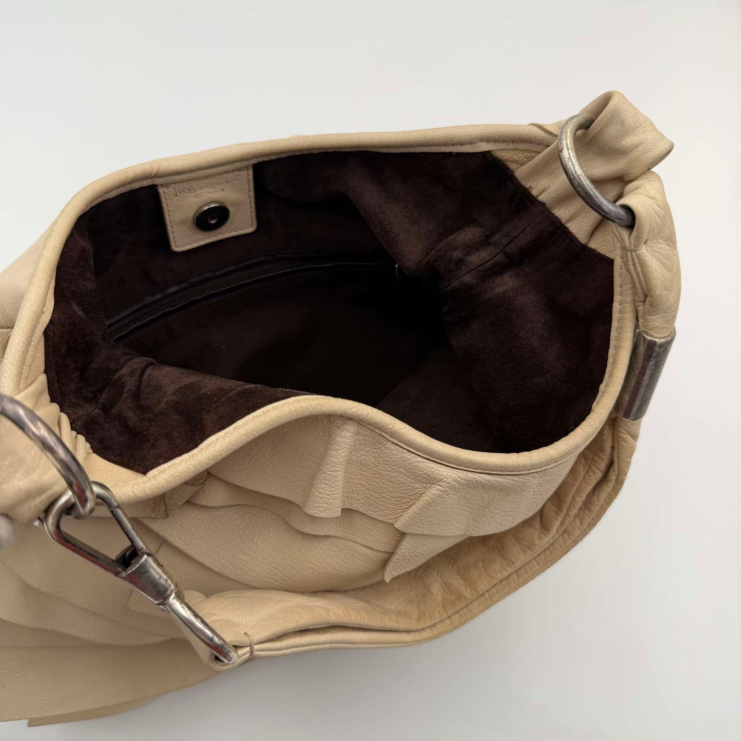 YSL Saint Tropez Leather Cream Shoulder Bag