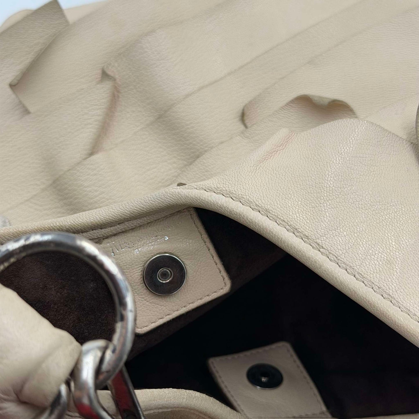 YSL Saint Tropez Leather Cream Shoulder Bag