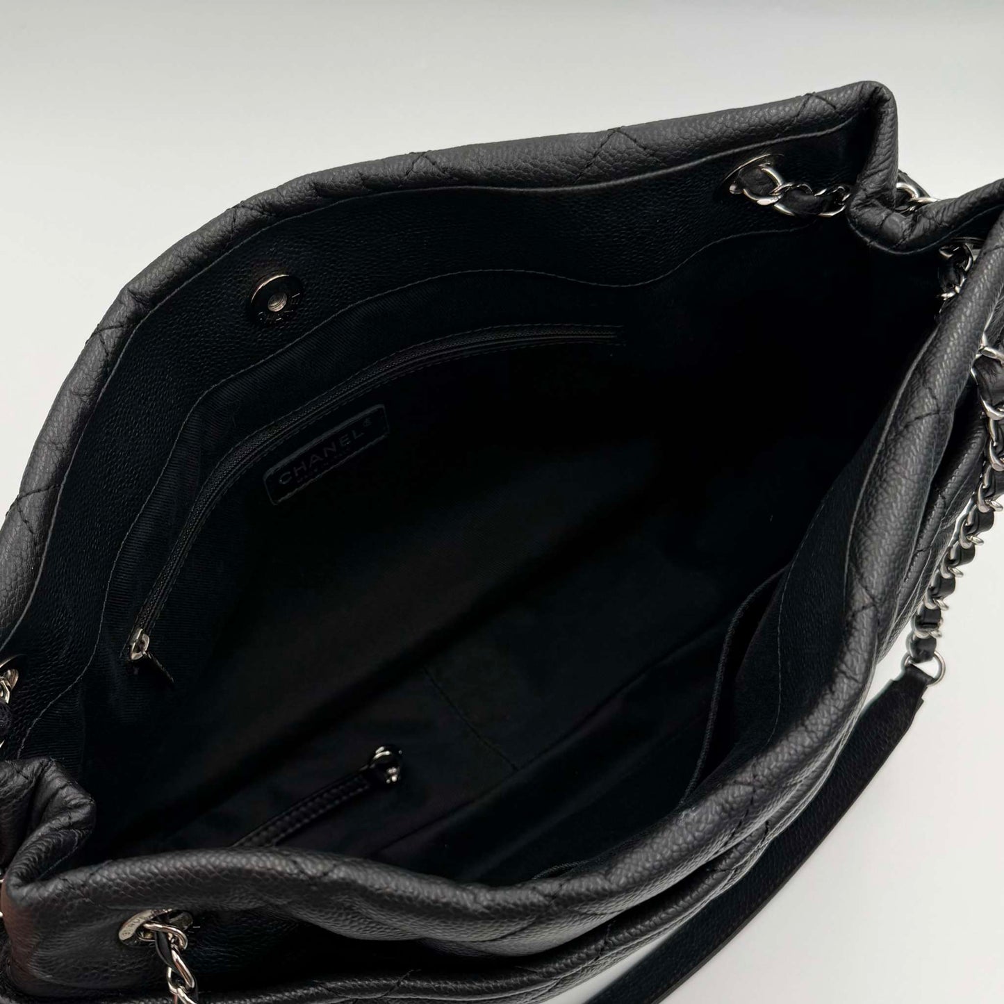 2012 Chanel CC Timeless Soft Shopper Caviar Black Tote Bag