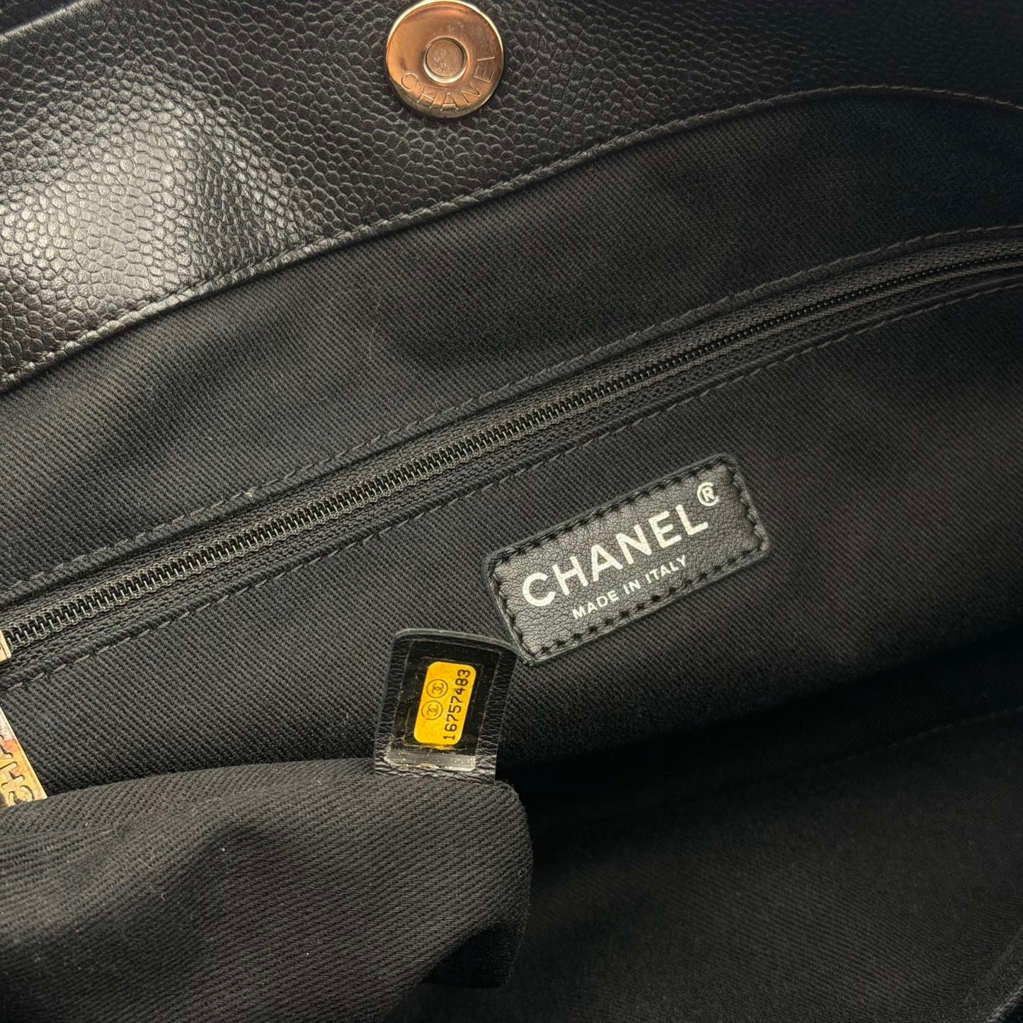 2012 Chanel CC Timeless Soft Shopper Caviar Black Tote Bag