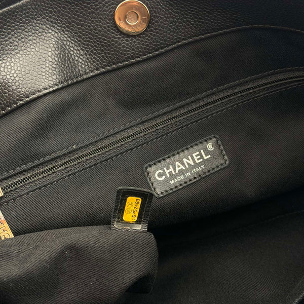 2012 Chanel CC Timeless Soft Shopper Caviar Black Tote Bag