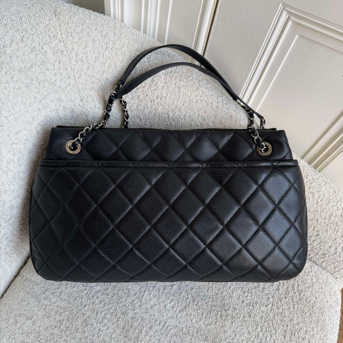 2012 Chanel CC Timeless Soft Shopper Caviar Black Tote Bag