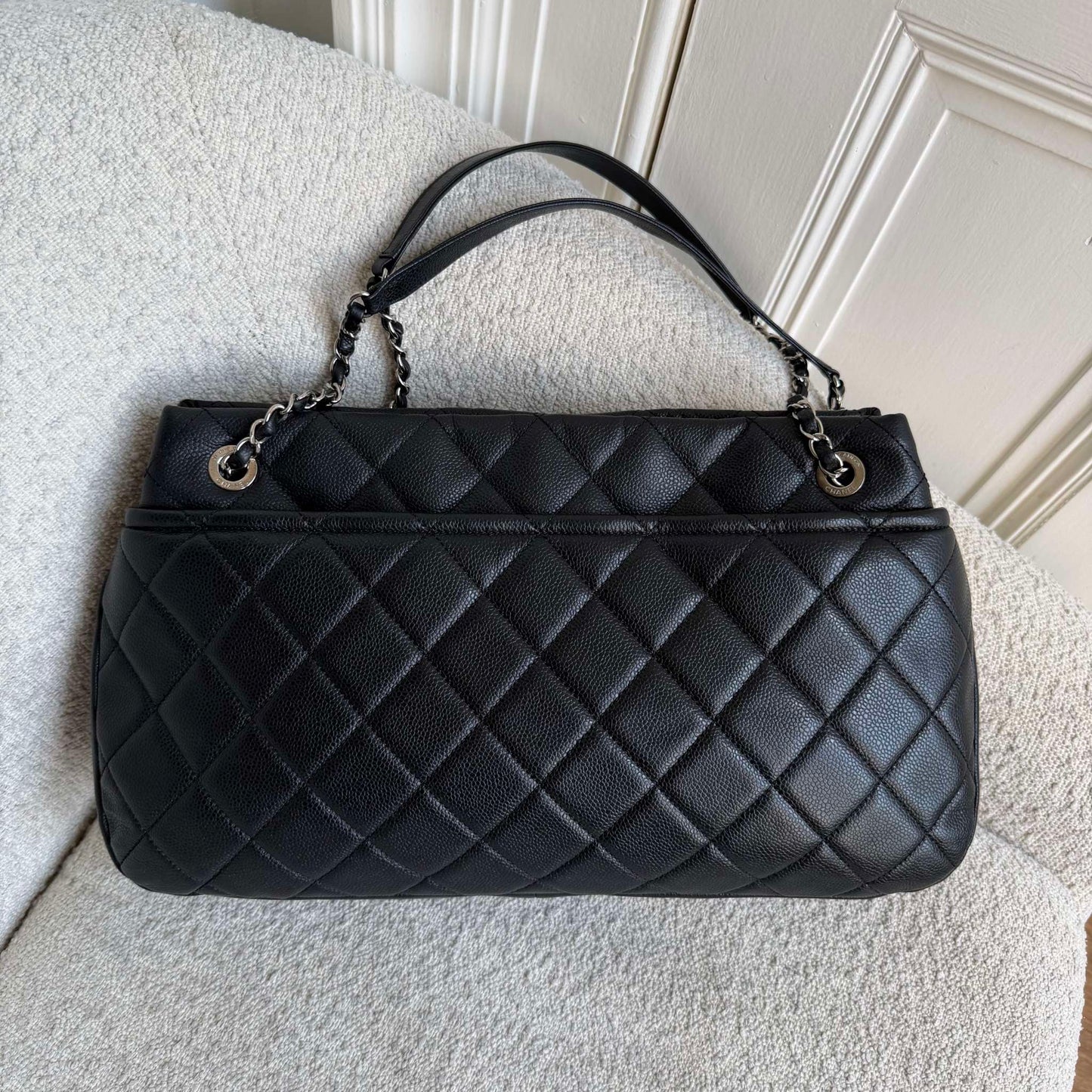 2012 Chanel CC Timeless Soft Shopper Caviar Black Tote Bag