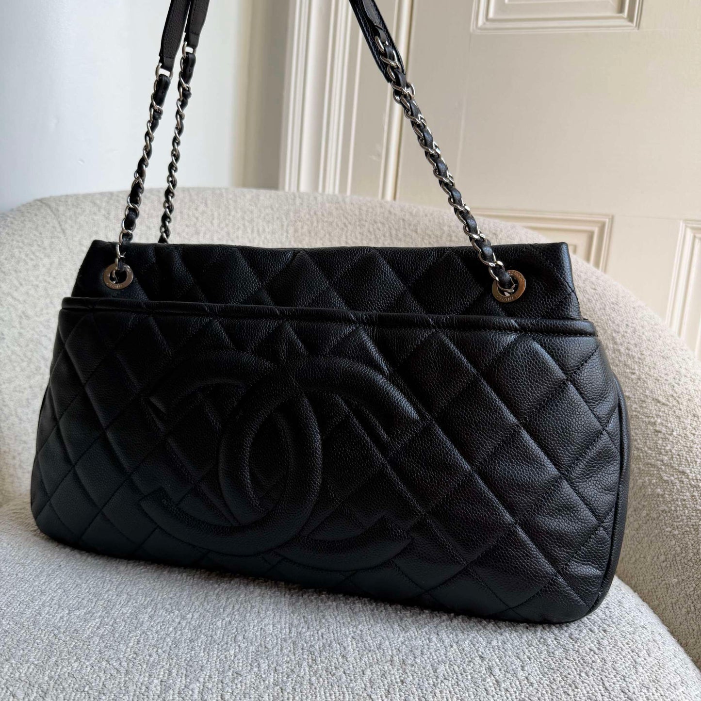 2012 Chanel CC Timeless Soft Shopper Caviar Black Tote Bag
