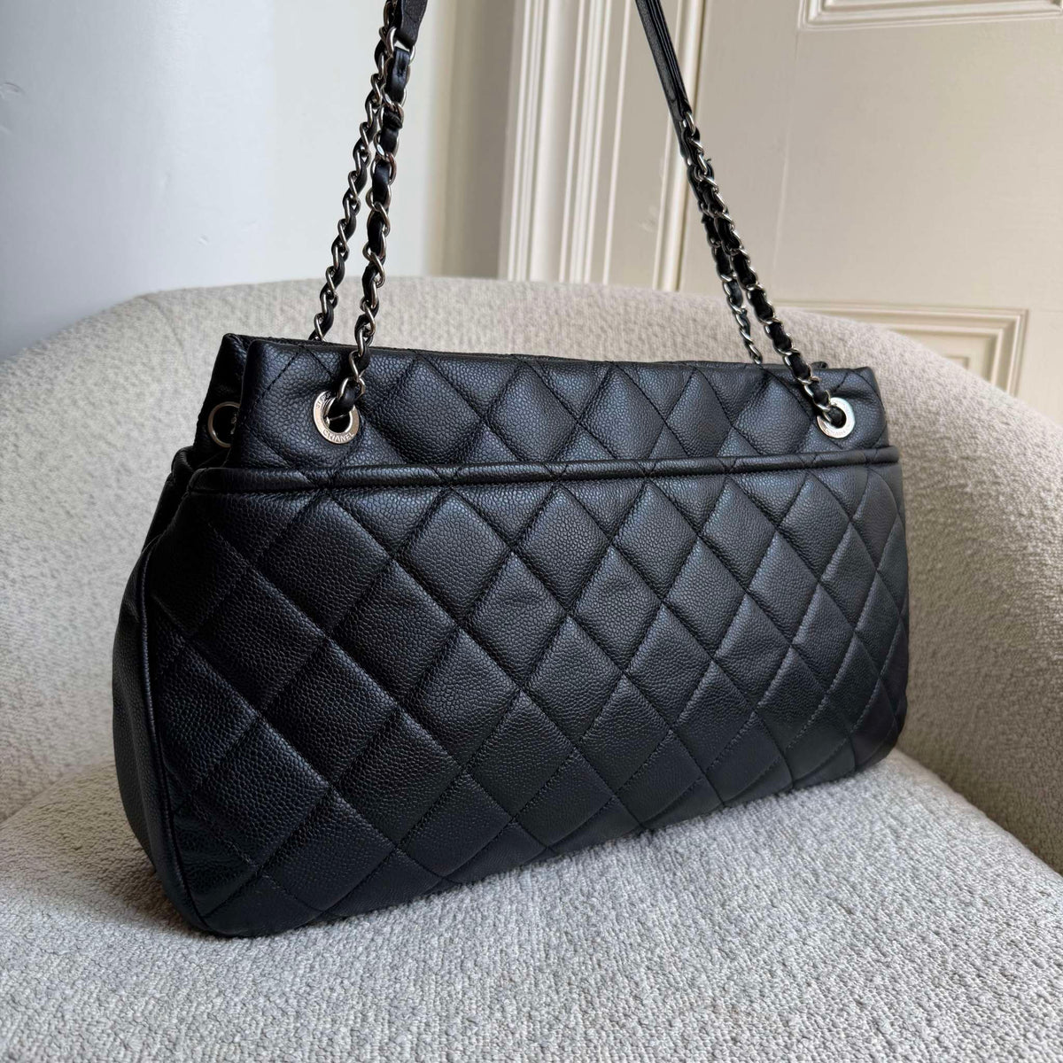 2012 Chanel CC Timeless Soft Shopper Caviar Black Tote Bag