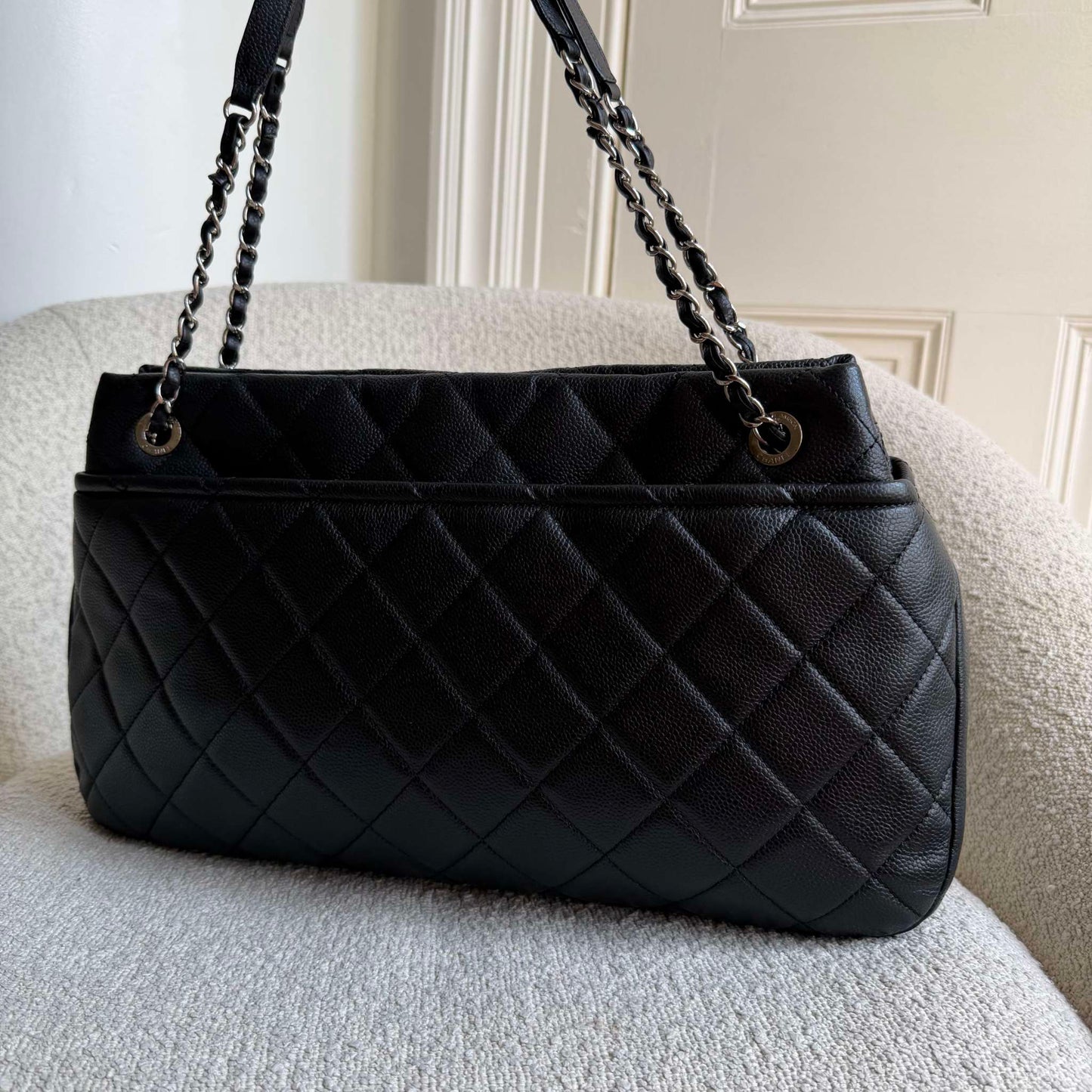 2012 Chanel CC Timeless Soft Shopper Caviar Black Tote Bag