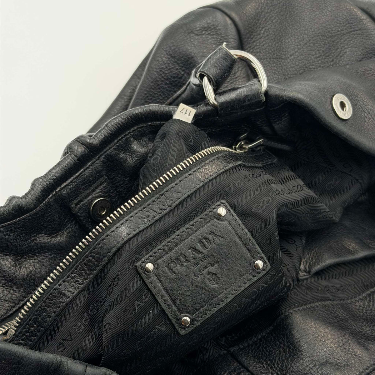 Prada Cervo Lux Black Leather Shoulder Bag