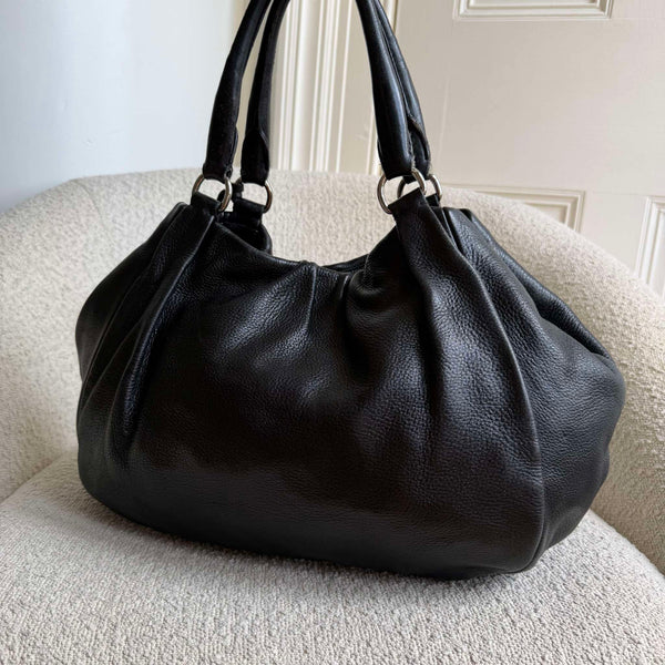 Prada Cervo Lux Black Leather Shoulder Bag