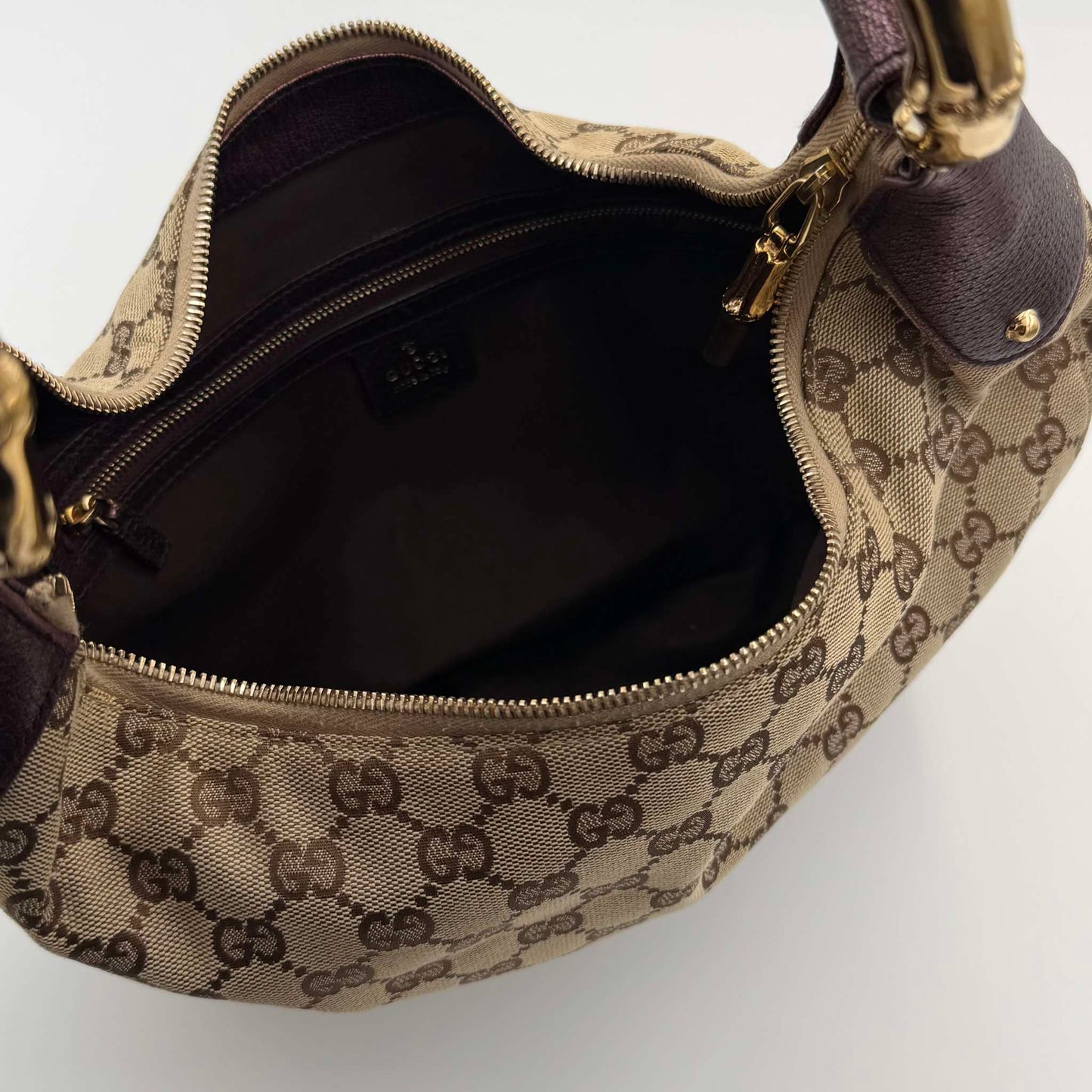 Gucci GG Canvas Bamboo Ring Purple Shoulder Bag