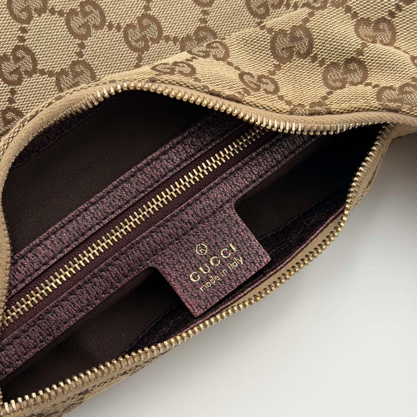 Gucci GG Canvas Bamboo Ring Purple Shoulder Bag
