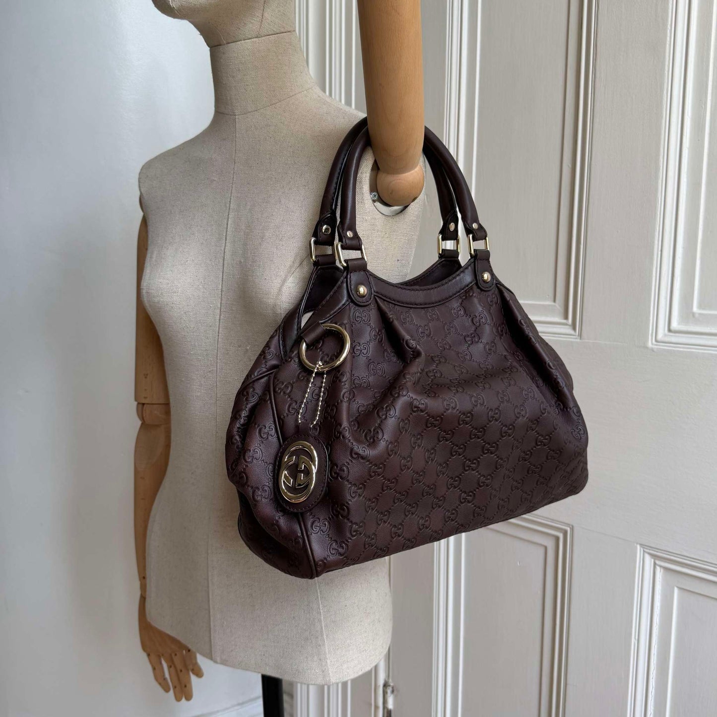 Gucci Guccissima Sukey Leather Brown Tote Bag