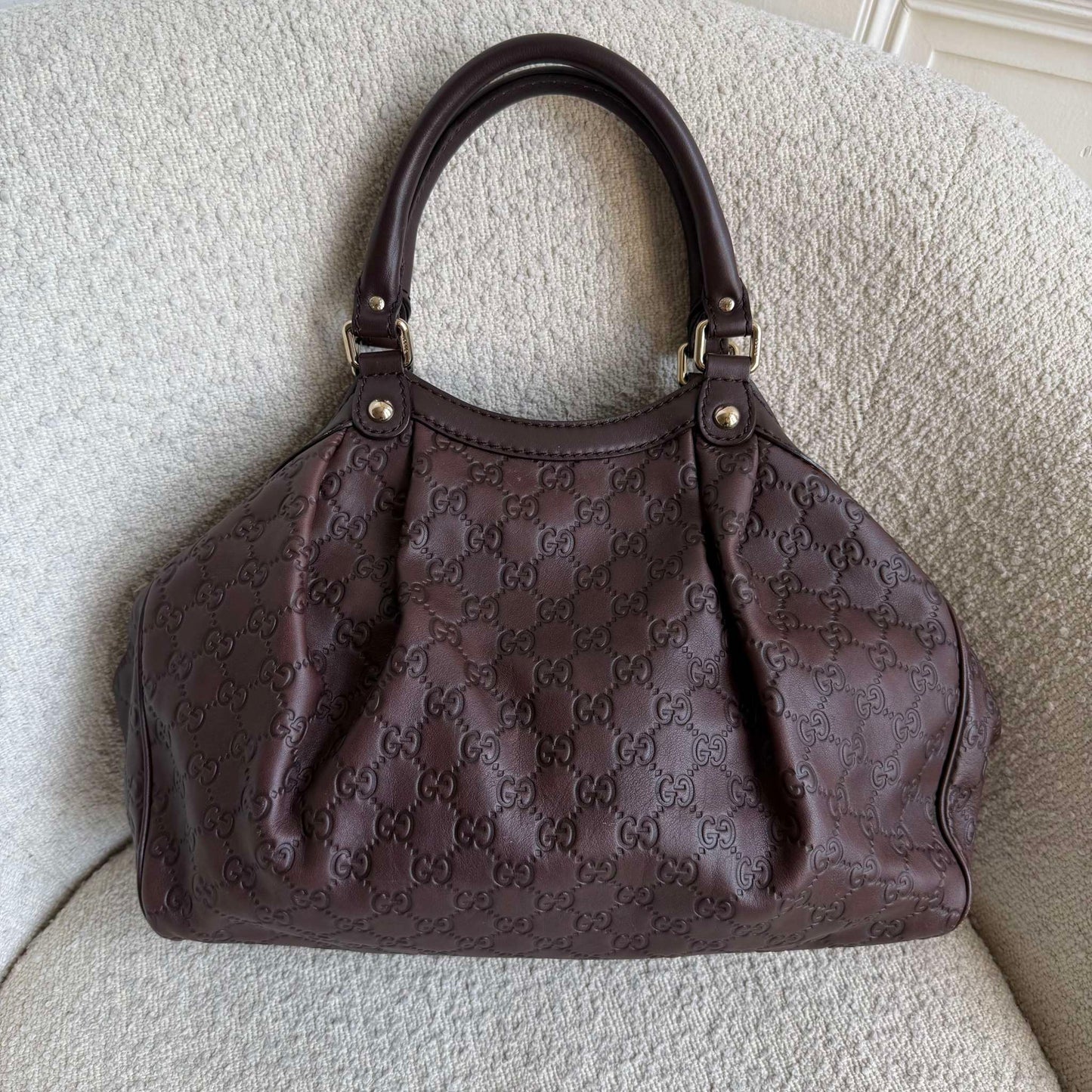 Gucci Guccissima Sukey Leather Brown Tote Bag