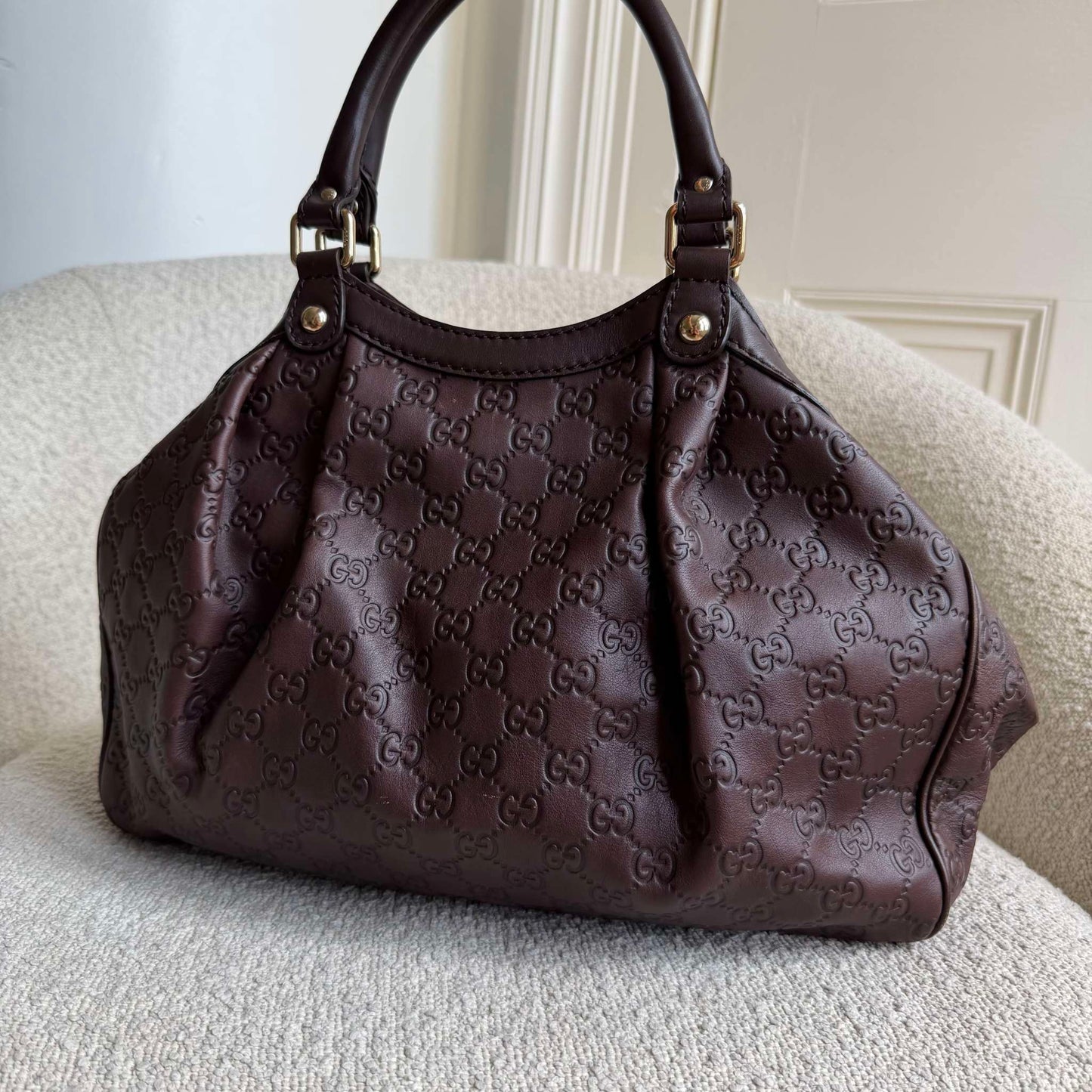Gucci Guccissima Sukey Leather Brown Tote Bag