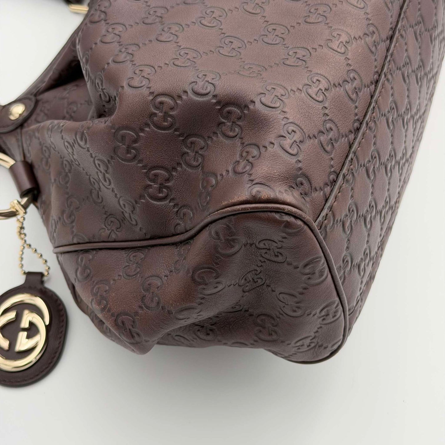Gucci Guccissima Sukey Leather Brown Tote Bag