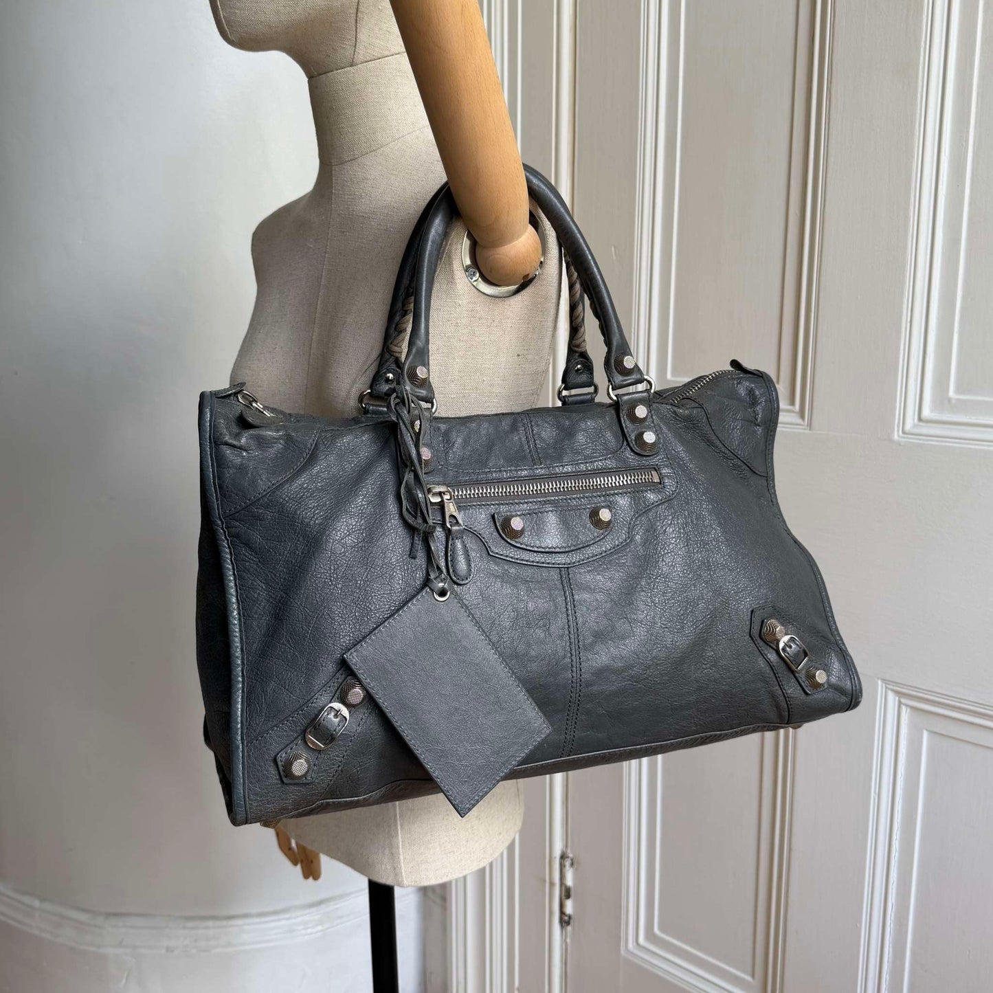 2013 Balenciaga Classic The Work Leather Grey Shoulder Bag