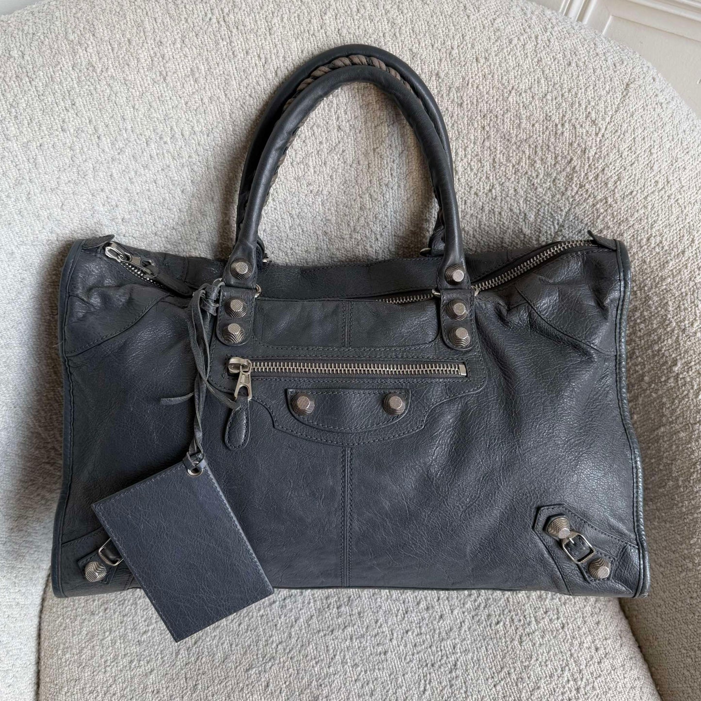 2013 Balenciaga Classic The Work Leather Grey Shoulder Bag