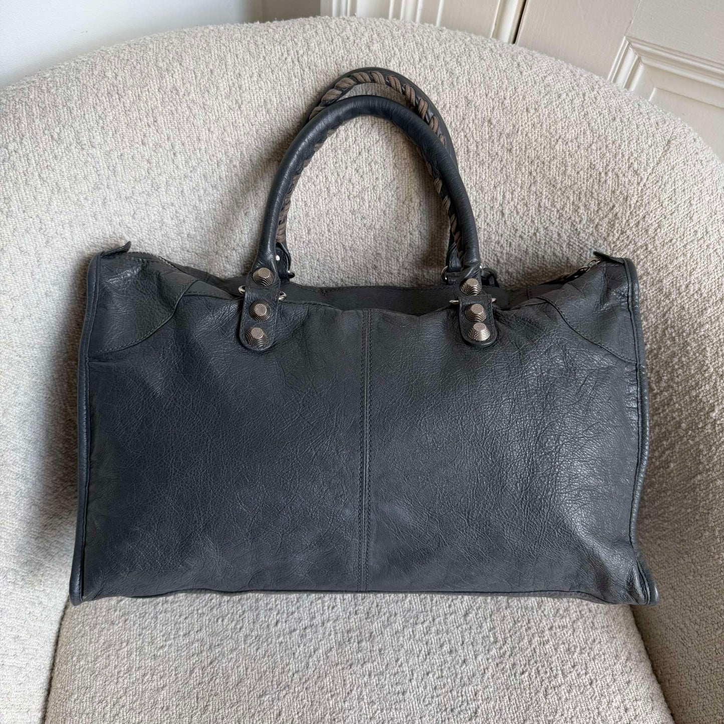 2013 Balenciaga Classic The Work Leather Grey Shoulder Bag