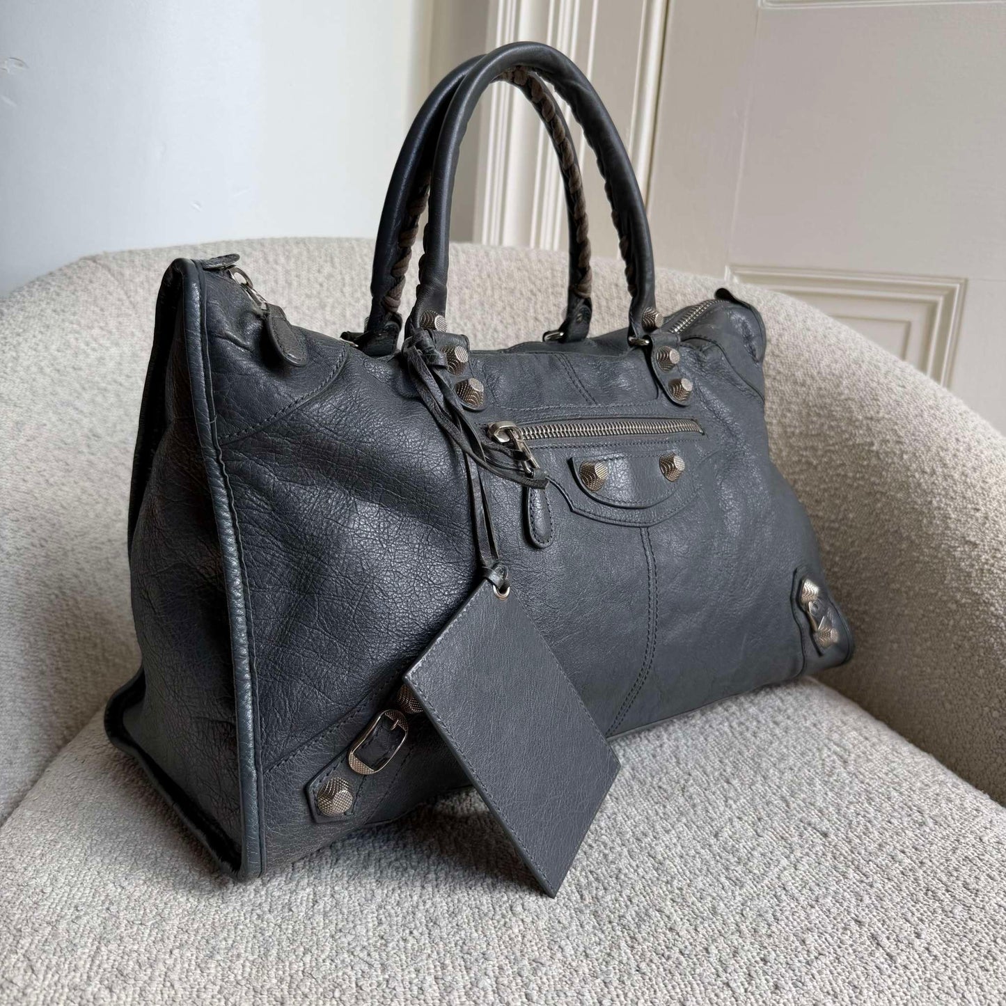 2013 Balenciaga Classic The Work Leather Grey Shoulder Bag