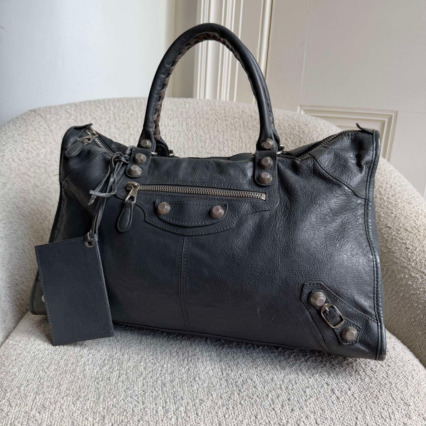 2013 Balenciaga Classic The Work Leather Grey Shoulder Bag