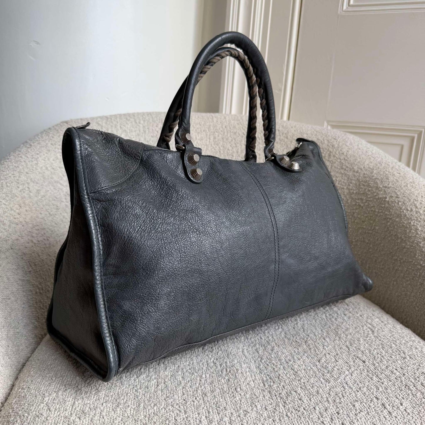 2013 Balenciaga Classic The Work Leather Grey Shoulder Bag