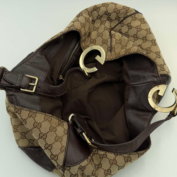 Gucci GG Canvas Charlotte Brown Shoulder Bag