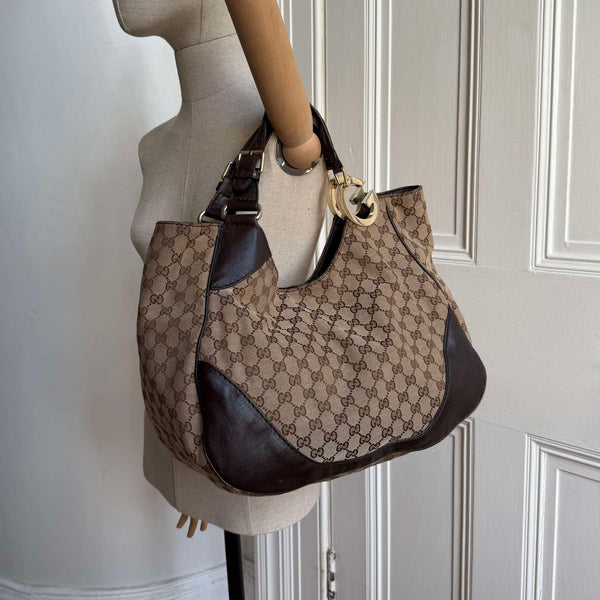 Gucci GG Canvas Charlotte Brown Shoulder Bag