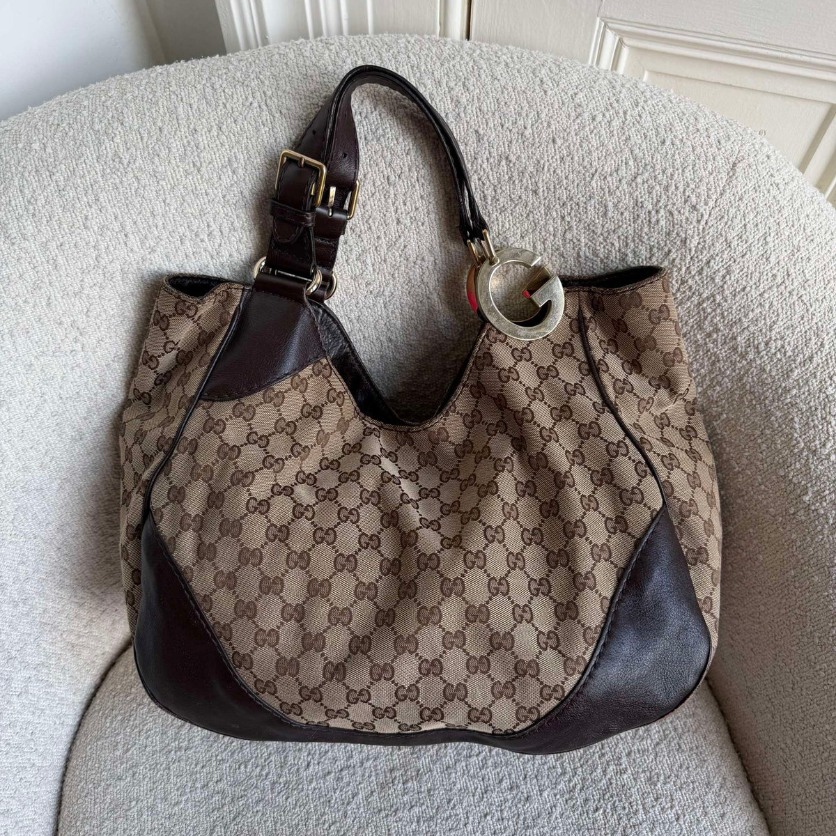 Gucci GG Canvas Charlotte Brown Shoulder Bag