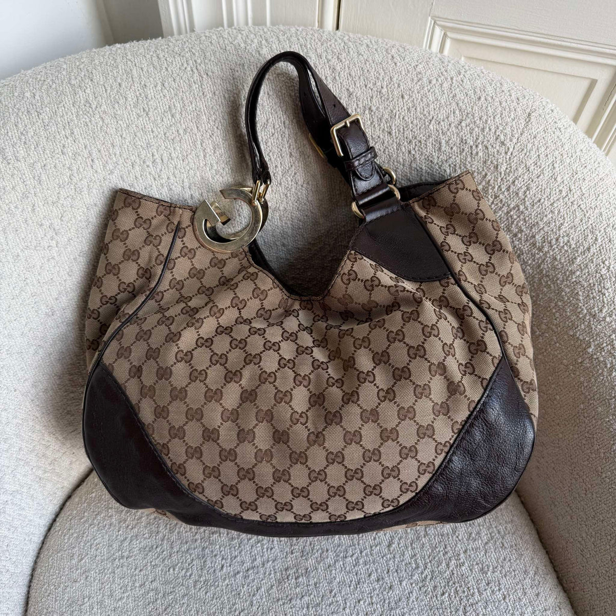Gucci GG Canvas Charlotte Brown Shoulder Bag
