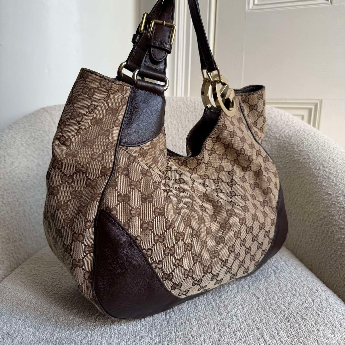 Gucci GG Canvas Charlotte Brown Shoulder Bag