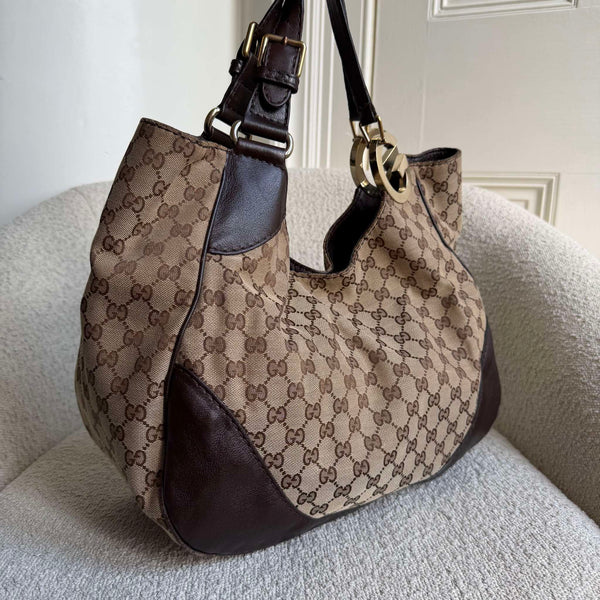 Gucci GG Canvas Charlotte Brown Shoulder Bag
