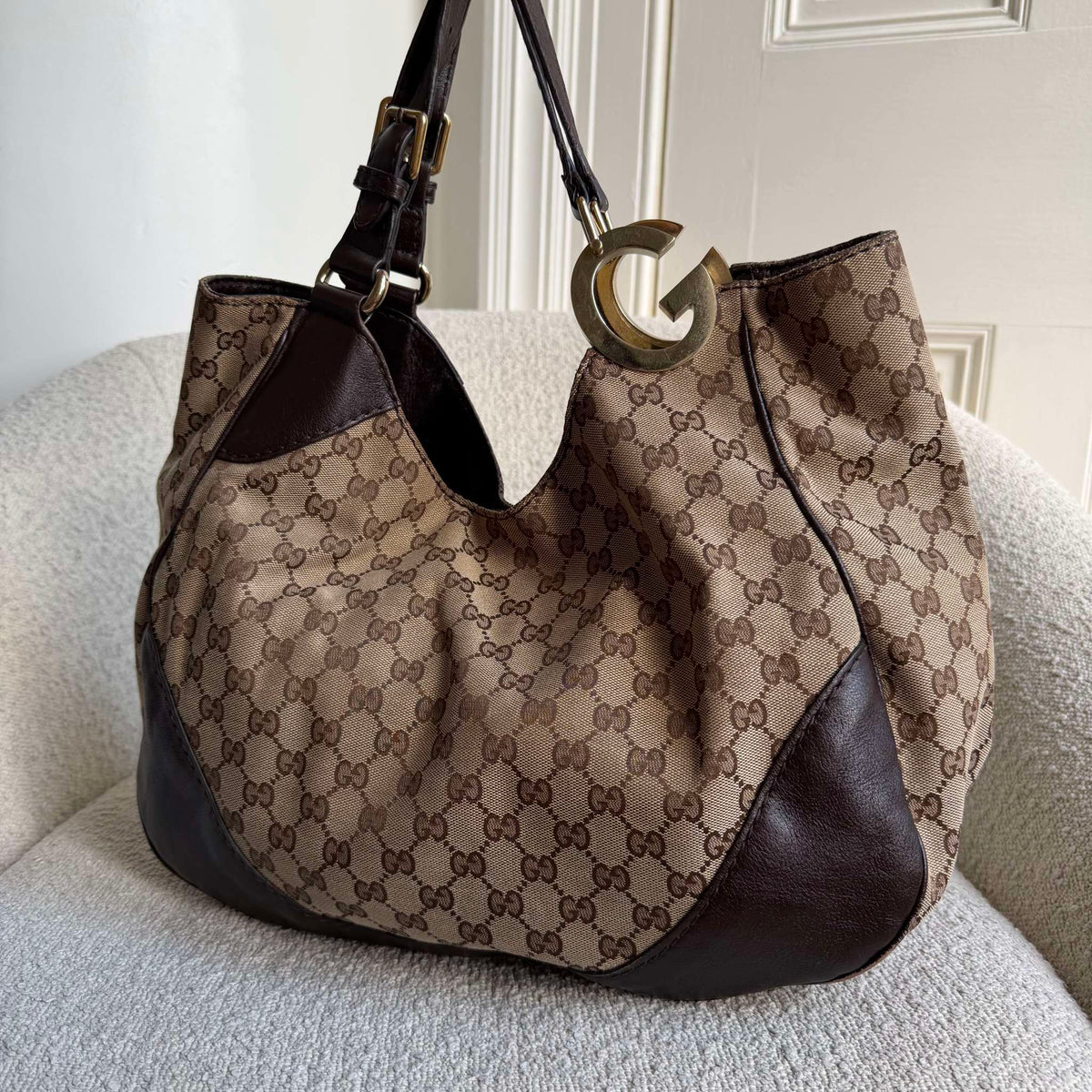 Gucci GG Canvas Charlotte Brown Shoulder Bag